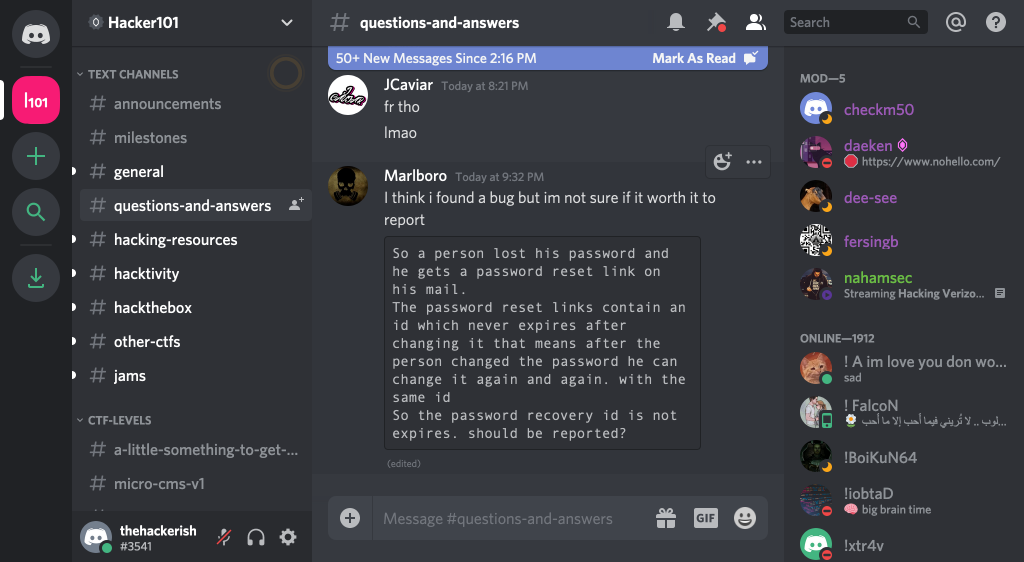 You can find many bug bounty resources and meet hackers on the Hacker101 Discord